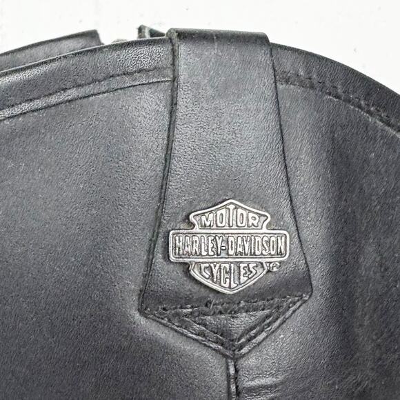Harley Davidson Vintage Square Toe Harness Boots Cuban Heel Black Logo Size 8 - Picture 8 of 13
